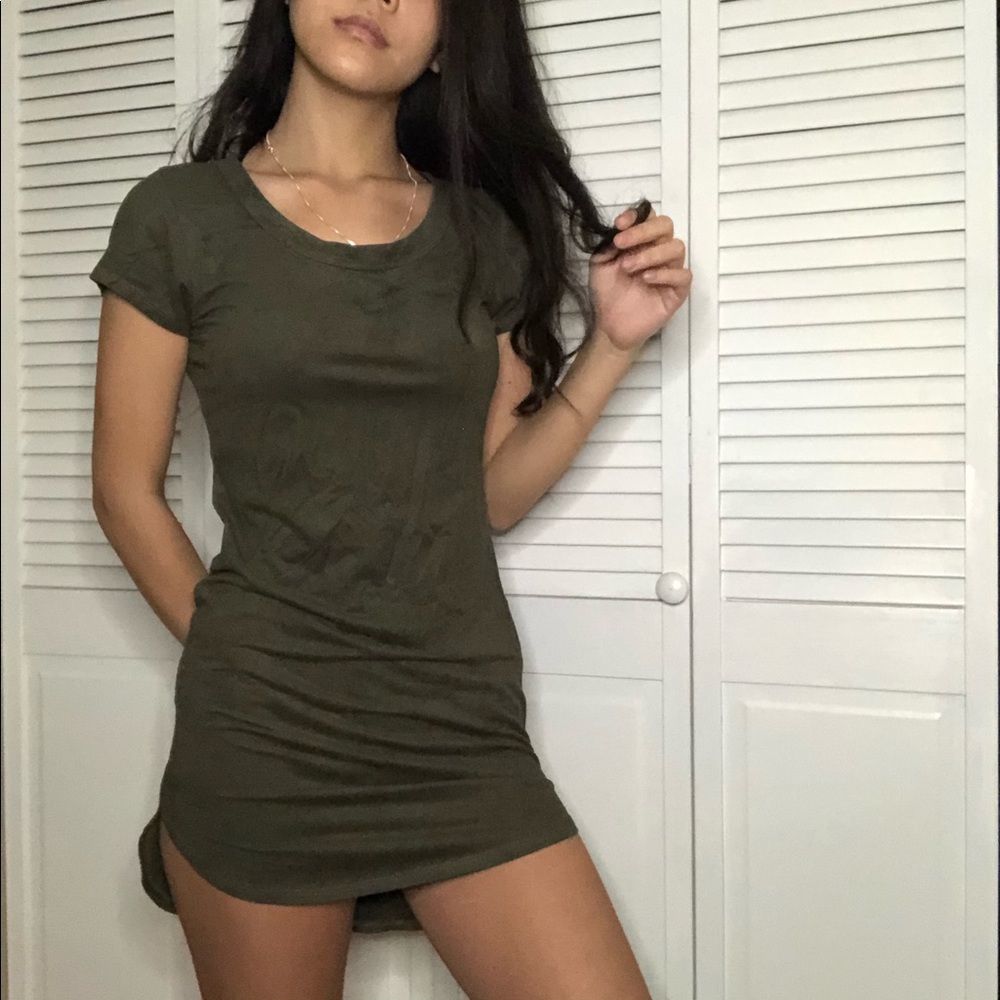 Olive Green Suede Dress